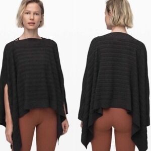 Lululemon‎ Forward Flow Poncho Dark Gray Yak Wool Blend Knit Wrap OS Perfect LK